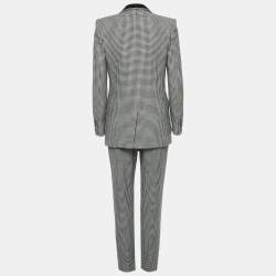 Saint Laurent Black/White Houndstooth Wool Suit M