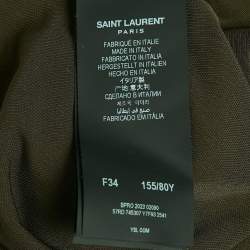 Saint Laurent Paris Green Jersey Asymmetric Maxi Dress S