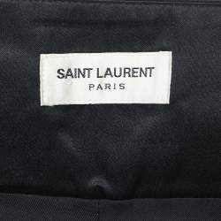Saint Laurent Black Wool and Satin Trim Pleated Shorts S
