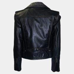 Saint Laurent Paris Black Studded Leather Biker Jacket