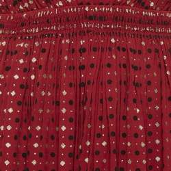 Saint Laurent Paris Red Printed Silk Blend Halter Neck Mini Dress S