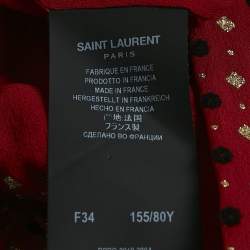 Saint Laurent Paris Red Printed Silk Blend Halter Neck Mini Dress S