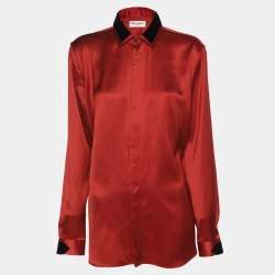 Saint Laurent Red Viscose Long Sleeve Shirt L