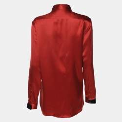 Saint Laurent Red Viscose Long Sleeve Shirt L