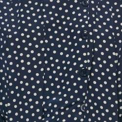 Saint Laurent Rive Gauche Navy Blue Polka Dot Silk Midi Dress M