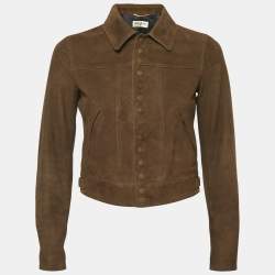 Saint Laurent Brown Nubuck Suede Button Front Jacket S