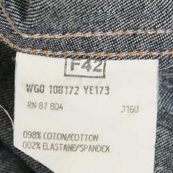 Pre Owned Saint Laurent Blue Denim Buckle Detail Midi Skirt L