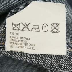 Pre Owned Saint Laurent Blue Denim Buckle Detail Midi Skirt L