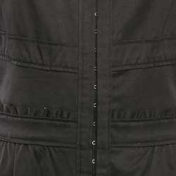 Pre Owned Saint Laurent Black Cotton High Neck Midi Dress L