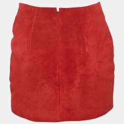 Saint Laurent Red Suede Mini Skirt S