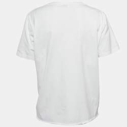 Saint Laurent White Logo Print Jersey T-Shirt L