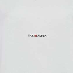 Saint Laurent White Logo Print Jersey T-Shirt L
