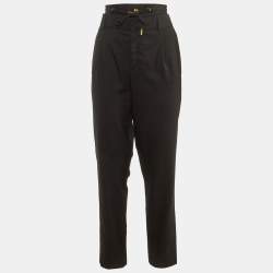 Saint Laurent Black Wool Elasticated Waist Detail Pants L