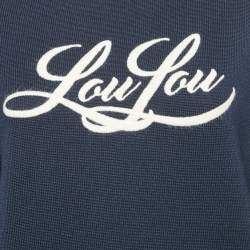 Saint Laurent Blue Embroidered Rib Knit Crewneck Sweater S