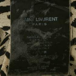 Pre Owned Saint Laurent Beige Leopard Print Silk Long Sleeve Shirt S