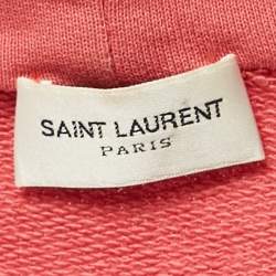 Saint Laurent Pink Cotton Knit Distressed Hooded Jacket XS