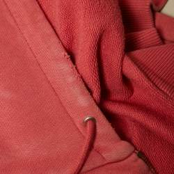Saint Laurent Pink Cotton Knit Distressed Hooded Jacket XS