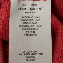 Saint Laurent Pink Cotton Knit Distressed Hooded Jacket XS