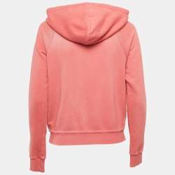 Saint Laurent Pink Cotton Knit Distressed Hooded Jacket XS