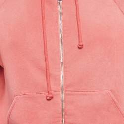 Saint Laurent Pink Cotton Knit Distressed Hooded Jacket XS