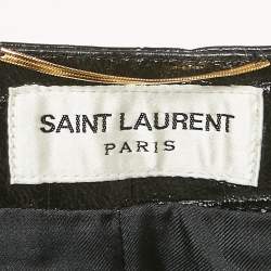 Saint Laurent Paris Black Croc Patterned Leather Mini Skirt S