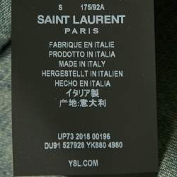 Saint Laurent Blue Embroidered Denim Button Front Blouse S