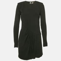 Saint Laurent Black Crepe Gathered Mini Dress S