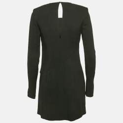 Saint Laurent Black Crepe Gathered Mini Dress S