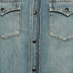 Saint Laurent Denim Heart Detail Button Front Long Sleeve M