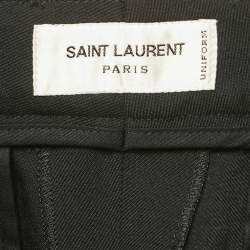 Saint Laurent Black Gabardine Wool Trousers S