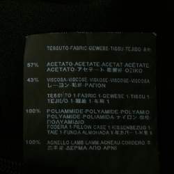 Pre Owned Saint Laurent Black Leather and Lace Trim Crepe Mini Dress M