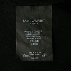 Pre Owned Saint Laurent Black Leather and Lace Trim Crepe Mini Dress M