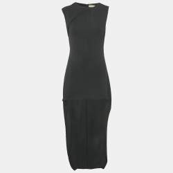 Saint Laurent Black Crepe Sleeveless High-Low Dress S