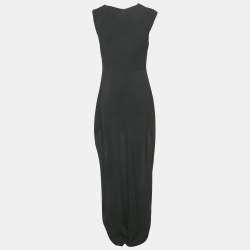 Pre Owned Saint Laurent Black Crepe Sleeveless High-Low Dress S