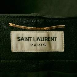 Saint Laurent Black Leather Pleated Short S