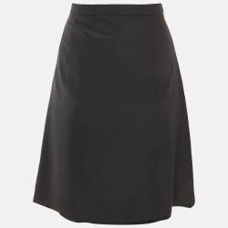 Pre Owned Saint Laurent Paris Black Printed Silk Mini Skirt M