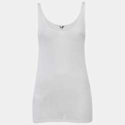 Saint Laurent Paris Cream Rib Knit Tank Top M