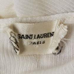 Saint Laurent Paris Cream Rib Knit Tank Top M