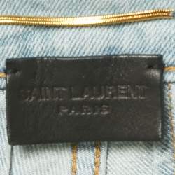 Pre Owned Saint Laurent Light Blue Faded Denim Skinny Jeans M Waist 27"
