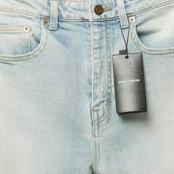 Pre Owned Saint Laurent Light Blue Faded Denim Skinny Jeans M Waist 27"