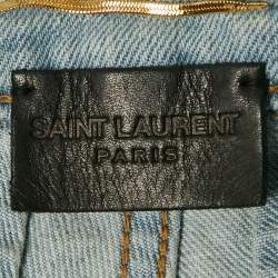 Pre Owned Saint Laurent Light Blue Faded Denim Skinny Jeans M Waist 27"