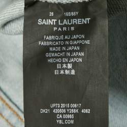 Pre Owned Saint Laurent Light Blue Faded Denim Skinny Jeans M Waist 27"