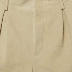 Saint Laurent Beige Suede Pleated Shorts S