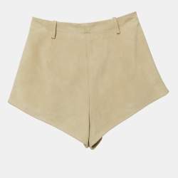 Saint Laurent Beige Suede Pleated Shorts S