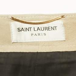Saint Laurent Beige Suede Pleated Shorts S