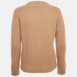 Saint Laurent Paris Camel Brown Rib Knit Crew Neck Sweater L