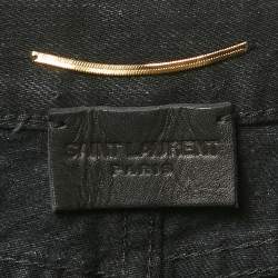 Pre Owned Saint Laurent Black Washed Denim Mini Skirt S