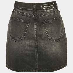 Pre Owned Saint Laurent Black Washed Denim Mini Skirt S