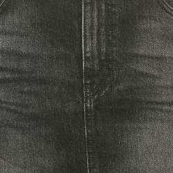 Pre Owned Saint Laurent Black Washed Denim Mini Skirt S