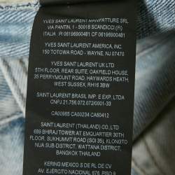 Pre Owned Saint Laurent Paris Blue Denim Distressed High Rise Jeans S Waist 25"
